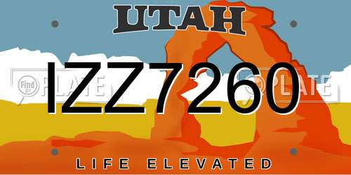 IZZ7260 Utah License Plate