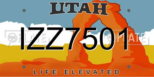 IZZ7501 Utah License Plate