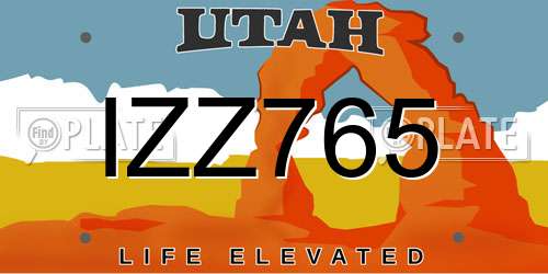 IZZ765 Utah License Plate