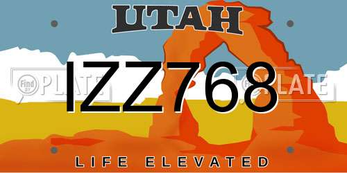 IZZ768 Utah License Plate