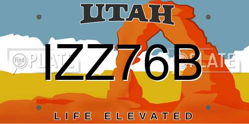 IZZ76B Utah License Plate