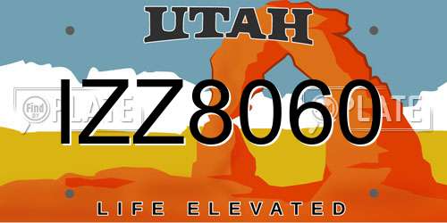 IZZ8060 Utah License Plate