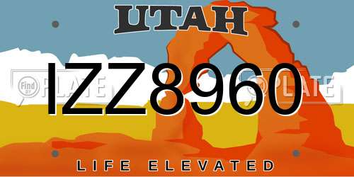 IZZ8960 Utah License Plate