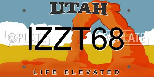 IZZT68 Utah License Plate