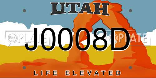 J0008D Utah License Plate