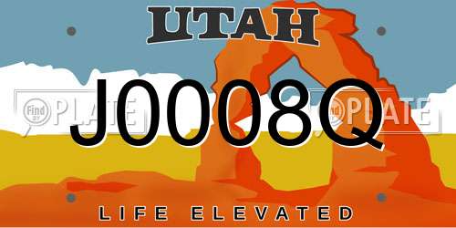 J0008Q Utah License Plate
