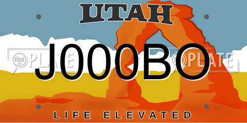 J000BO Utah License Plate