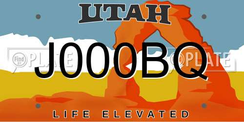 J000BQ Utah License Plate