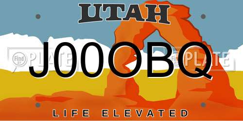 J00OBQ Utah License Plate