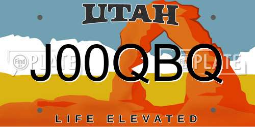J00QBQ Utah License Plate