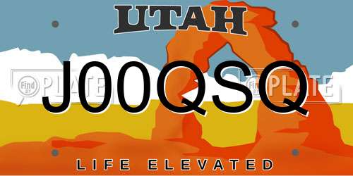 J00QSQ Utah License Plate