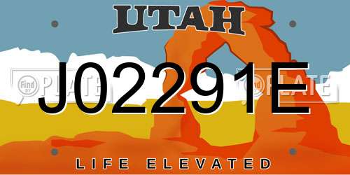 J02291E Utah License Plate