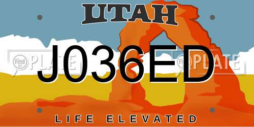 J036ED Utah License Plate