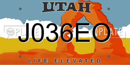 J036EO Utah License Plate
