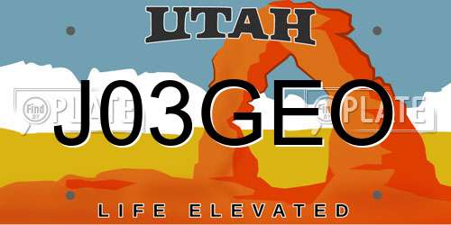 J03GEO Utah License Plate