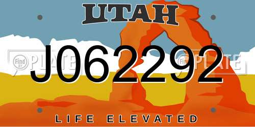 J062292 Utah License Plate