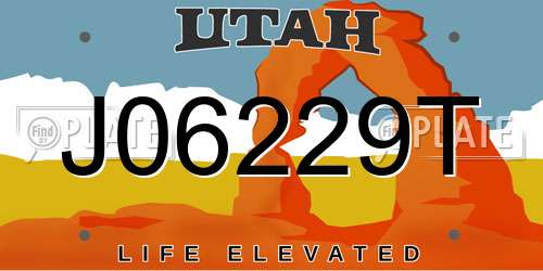 J06229T Utah License Plate