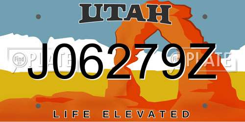 J06279Z Utah License Plate