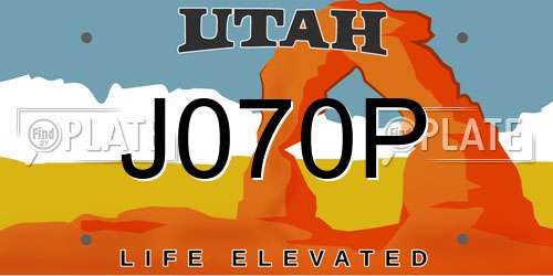 J070P Utah License Plate