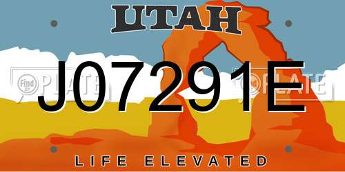 J07291E Utah License Plate