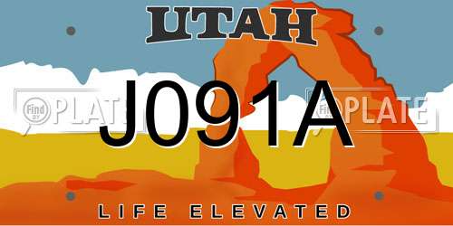 J091A Utah License Plate