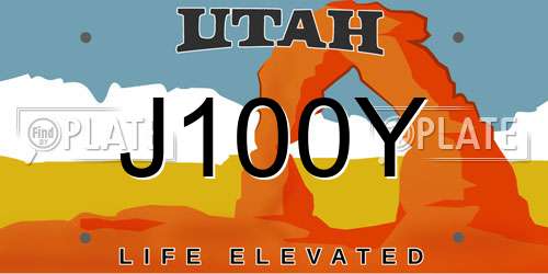 J100Y Utah License Plate