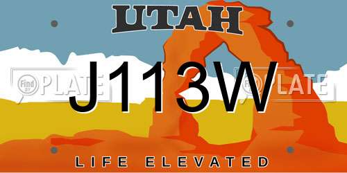 J113W Utah License Plate