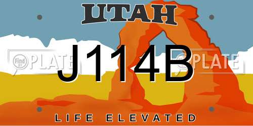 J114B Utah License Plate