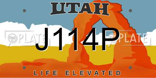 J114P Utah License Plate