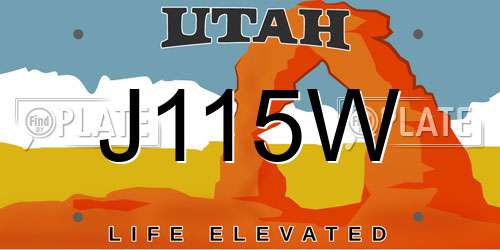J115W Utah License Plate