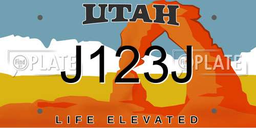 J123J Utah License Plate