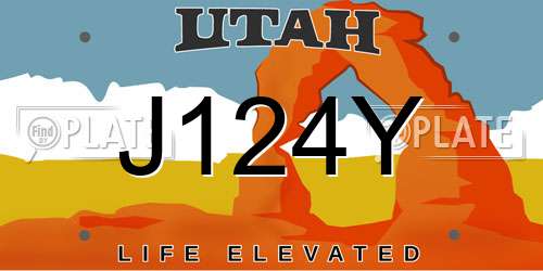 J124Y Utah License Plate
