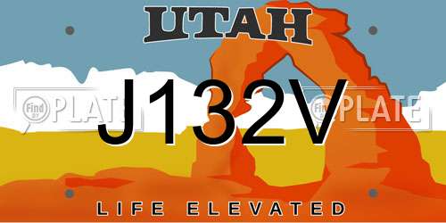 J132V Utah License Plate