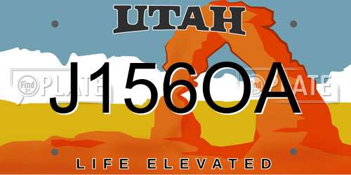 J156OA Utah License Plate