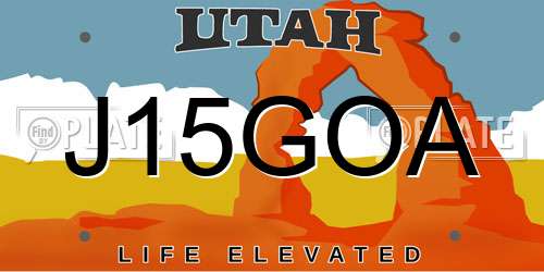 J15GOA Utah License Plate