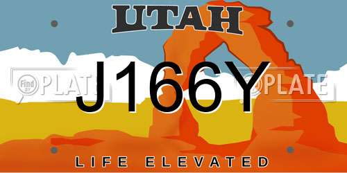 J166Y Utah License Plate