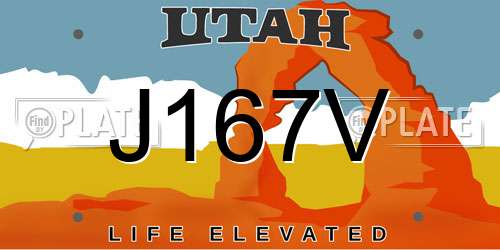 J167V Utah License Plate