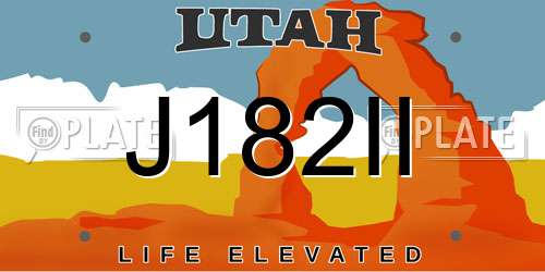 J182II Utah License Plate