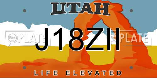 J18ZII Utah License Plate