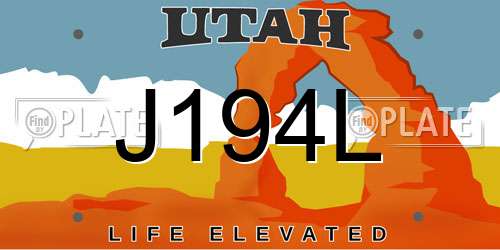 J194L Utah License Plate