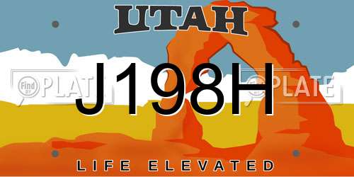 J198H Utah License Plate