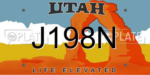 J198N Utah License Plate