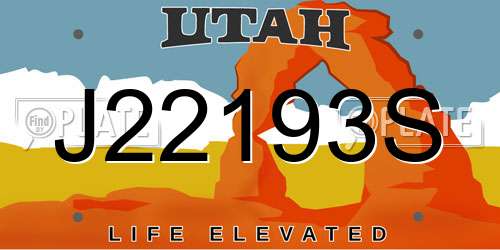 J22193S Utah License Plate