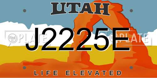 J2225E Utah License Plate