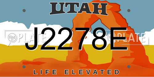 J2278E Utah License Plate
