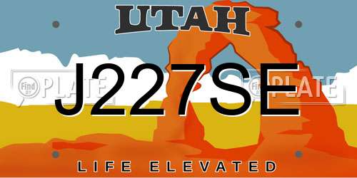 J227SE Utah License Plate