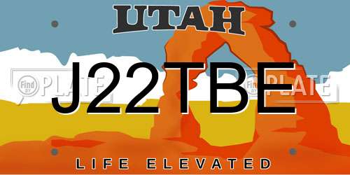 J22TBE Utah License Plate