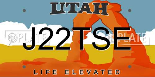 J22TSE Utah License Plate