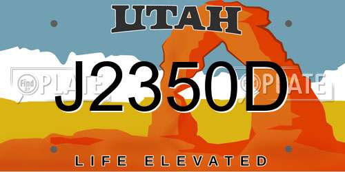 J2350D Utah License Plate