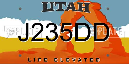 J235DD Utah License Plate